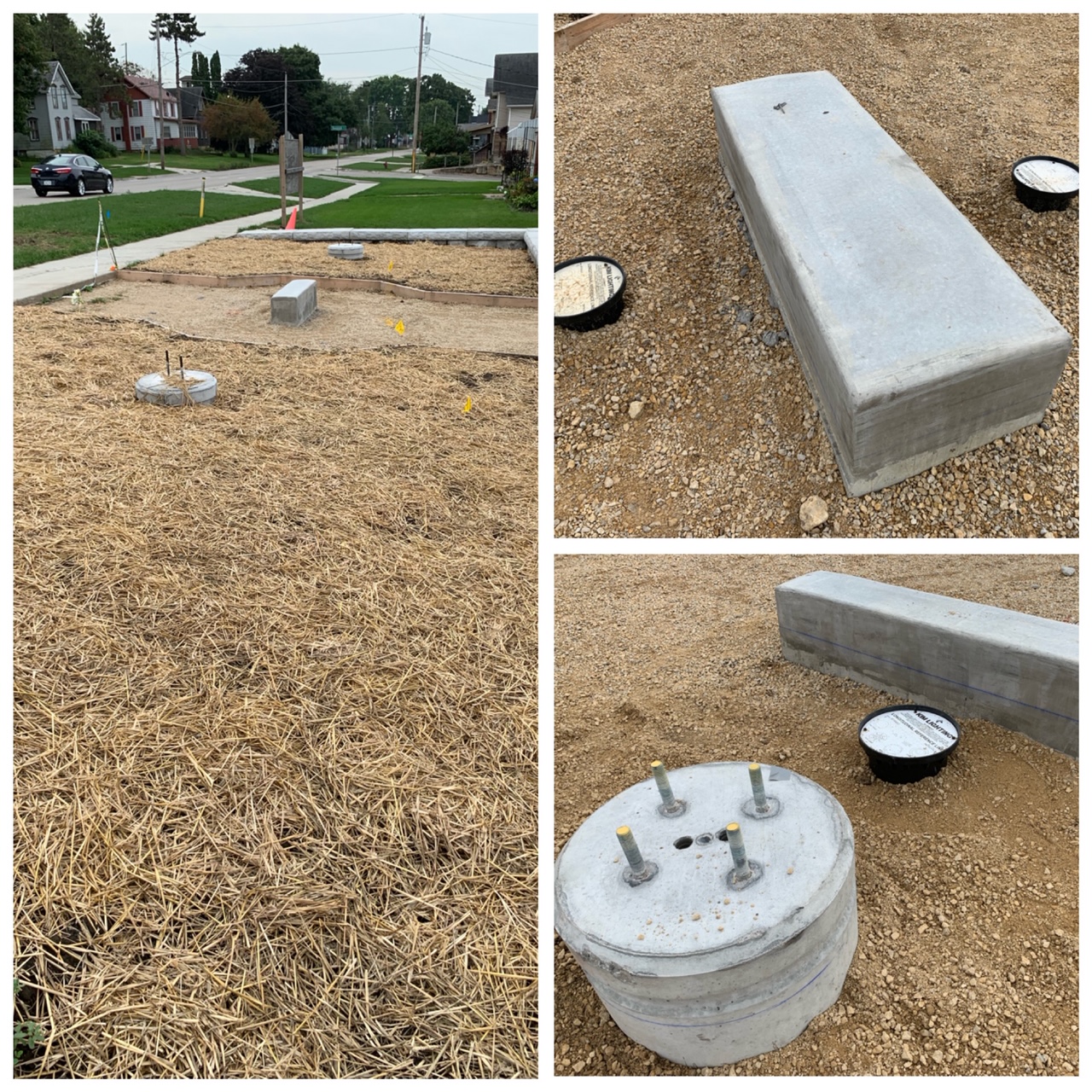 In-ground Lighting boxes and grass seed planted.
