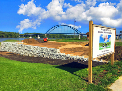 Photo of retaining wall progress.